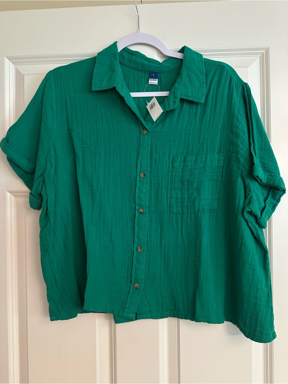 NWT Old Navy Green Gauze Button-Up Shirt Size L